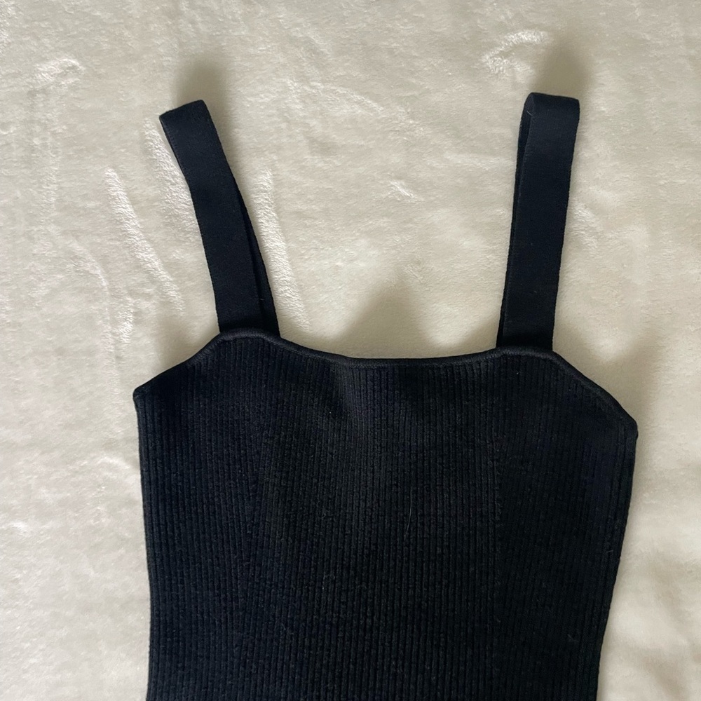French Connection Black Ribbed Mini Dress - Picture 6 of 8